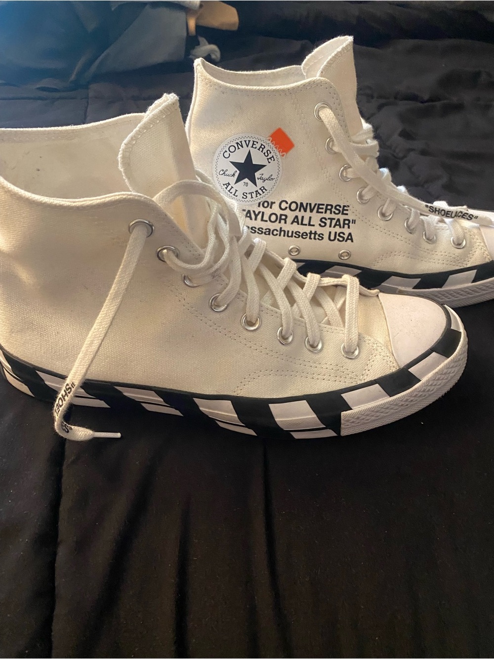 Converse Chuck Taylor All Star High Top Sneakers - White with Black Accent EUC